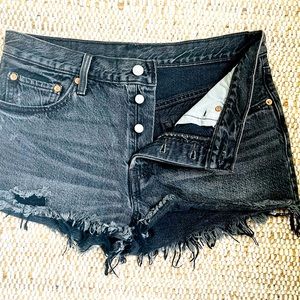 Levi’s 501 Black High Waisted Denim Shorts